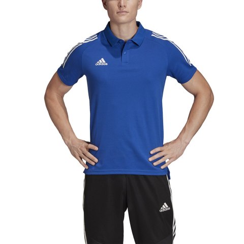 Koszulka męska adidas Condivo 20 Polo niebiesko-biała ED9237 Koszulka męska adidas Condivo 20 Polo niebiesko-biała ED9237
