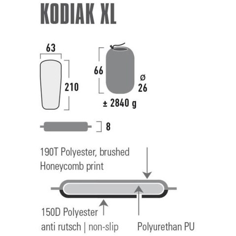 Mata samopompująca High Peak Kodiak XL 210x63x8 czarna 41131 Mata samopompująca High Peak Kodiak XL 210x63x8 czarna 41131