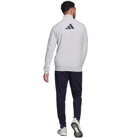 Dres męski adidas Logo Graphic Track Suit szaro-granatowy H61134 Dres męski adidas Logo Graphic Track Suit szaro-granatowy H61134