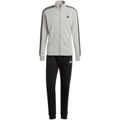 Dres męski adidas Basic 3-Stripes French Terry szaro-czarny IC6748 Dres męski adidas Basic 3-Stripes French Terry szaro-czarny IC6748