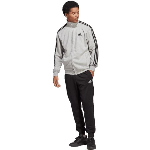 Dres męski adidas Basic 3-Stripes French Terry szaro-czarny IC6748 Dres męski adidas Basic 3-Stripes French Terry szaro-czarny IC6748
