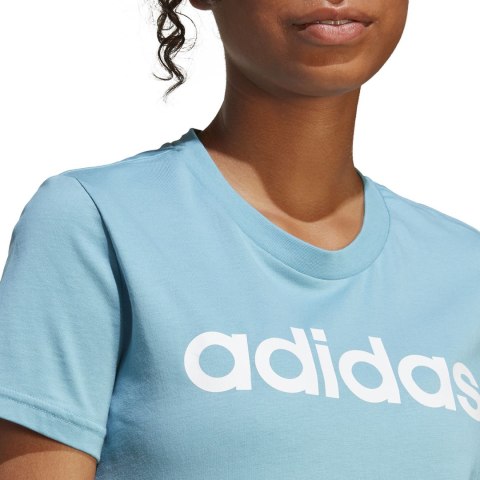 Koszulka damska adidas Loungewear Essentials Slim Logo Tee błękitna IC0629 Koszulka damska adidas Loungewear Essentials Slim Logo Tee błękitna IC0629