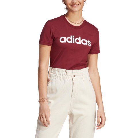 Koszulka damska adidas Loungewear Essentials Slim Logo Tee bordowa IM2829 Koszulka damska adidas Loungewear Essentials Slim Logo Tee bordowa IM2829