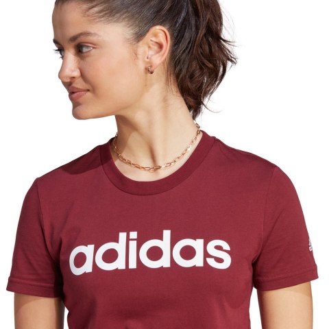 Koszulka damska adidas Loungewear Essentials Slim Logo Tee bordowa IM2829 Koszulka damska adidas Loungewear Essentials Slim Logo Tee bordowa IM2829