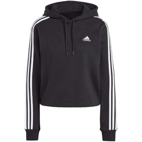 Bluza damska adidas Essentials 3-Stripes French Terry Crop Hoodie czarna IC8767 Bluza damska adidas Essentials 3-Stripes French Terry Crop Hoodie czarna IC8767