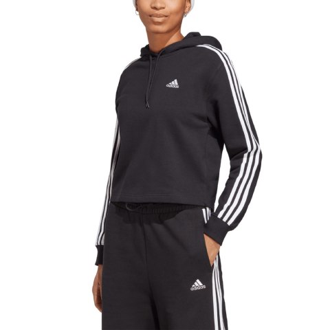 Bluza damska adidas Essentials 3-Stripes French Terry Crop Hoodie czarna IC8767 Bluza damska adidas Essentials 3-Stripes French Terry Crop Hoodie czarna IC8767
