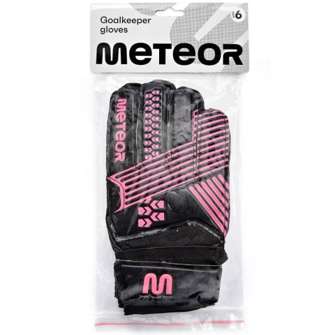 Rękawice bramkarskie Meteor Catch czarno-różowe 16590-16591-16592