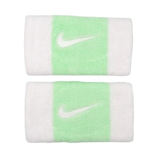 Frotki na nadgarstek Nike Swoosh Doublewide Wristbands 2 szt. biało-zielone N0001586117OS
