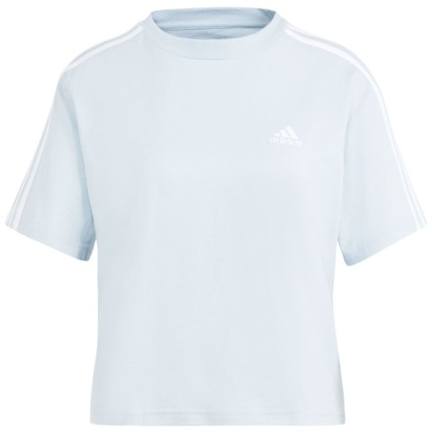 Koszulka damska adidas Essentials 3-Stripes Single Jersey Crop Top błękitna IS1568 Koszulka damska adidas Essentials 3-Stripes Single Jersey Crop Top błękitna IS1568