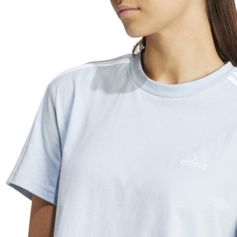 Koszulka damska adidas Essentials 3-Stripes Single Jersey Crop Top błękitna IS1568 Koszulka damska adidas Essentials 3-Stripes Single Jersey Crop Top błękitna IS1568