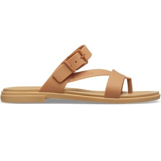 Klapki damskie Crocs Tulum Toe Post karmelowe 206108 277