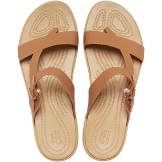 Klapki damskie Crocs Tulum Toe Post karmelowe 206108 277