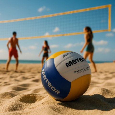 Piłka siatkowa plażowa Meteor biało-żółto-niebieska 17412