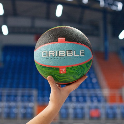 Piłka koszykowa Meteor Dribble niebiesko-zielono-czarna 07093