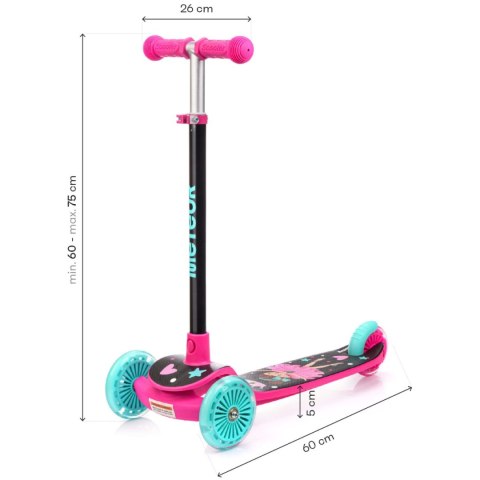 Hulajnoga Meteor trójkołowa Funny różowa 17748