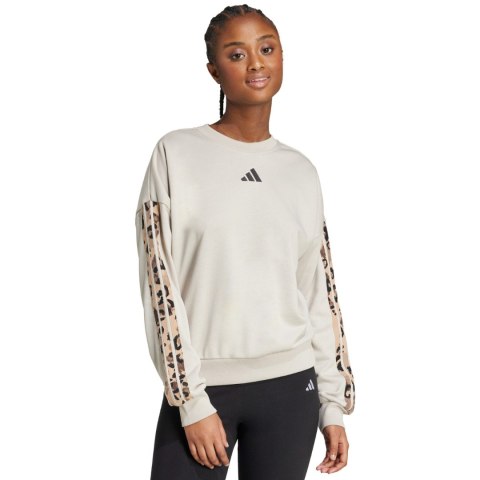 Bluza damska adidas Animal Print 3-Stripes French Terry Sweatshirt kremowa JM1836 Bluza damska adidas Animal Print 3-Stripes French Terry Sweatshirt kremowa JM1836